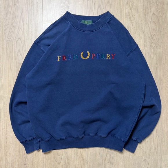 Fred Perry Other - Vintage Fred Perry Logo Long Sleeve Crewneck Sweatshirt Mens Large Blue Rainbow
